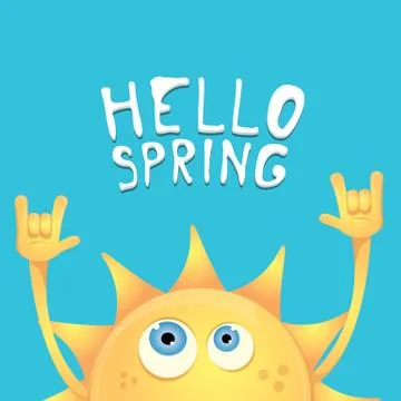 Sun hand rock n roll icon vector . Spring Stock Illustration