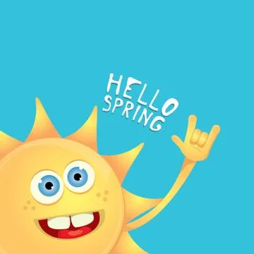 Sun hand rock n roll icon vector . Spring Stock Illustration