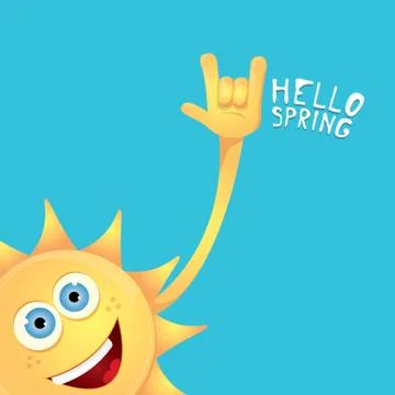 Sun hand rock n roll icon vector . Spring Stock Illustration