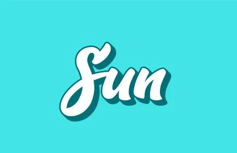 Sun hand written word text for typography design Stock Illustration