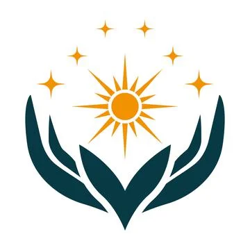 Sun Hands Leaf Logo Nature Energy Care Stock Illustration