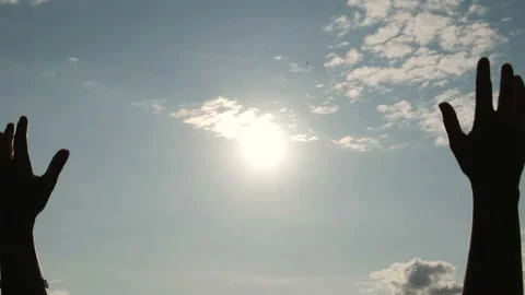 The sun is in the hands of man. Stock Footage 112374802