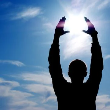 Sun in hands Foto stock