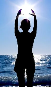 Sun in hands Stock Photos