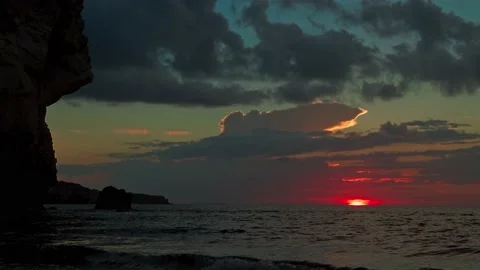 The sun has disappeared below the horizon and night is falling, the last seconds Stock Footage 223048285