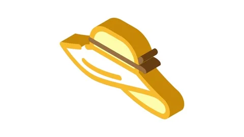 Sun hat cap isometric icon animation Stock Footage 327291513