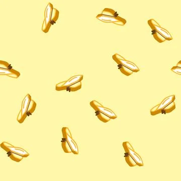 Sun hat cap isometric icon seamless pattern Stock Illustration