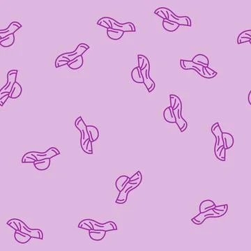 Sun hat cap line seamless pattern Stock Illustration