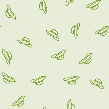 Sun hat cap line vector seamless pattern Stockillustratie