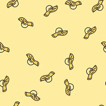 Sun hat cap vector seamless pattern 스톡 일러스트