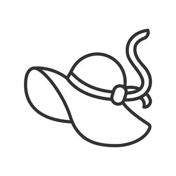 Sun hat, icon in line design. Sun hat, beach hat, summer hat, wide brim, straw Stock Illustration
