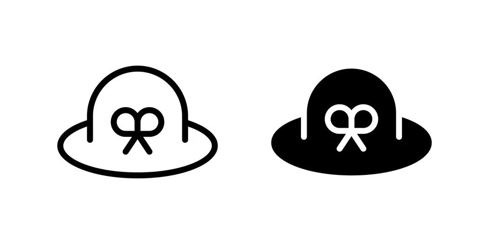 Sun Hat Icon Set ideal for beach or sun protection themes. Stock Illustration