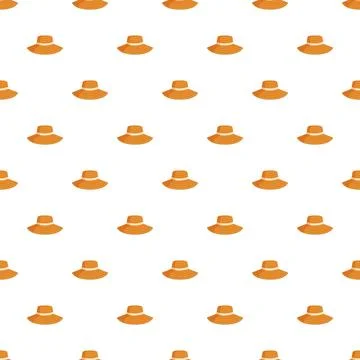 Sun hat pattern creating a repetitive summer accessory background Stock Illustration