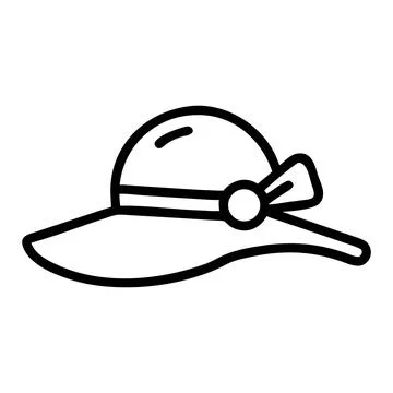 Sun hat vector line icon Stock Illustration