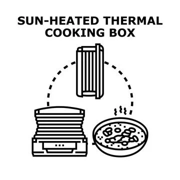 Sun heated thermal cooking box concept vector 스톡 일러스트