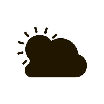 The sun hid behind the cloud icon in trendy flat style isolated. Illustration Stock Illustration