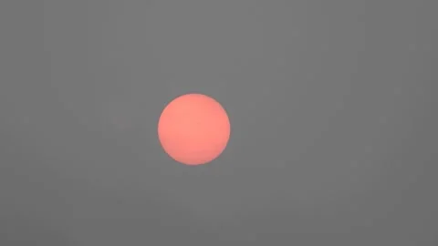 Sun holes seen during pollution of atmosphere  due to fire in Canada Stock Footage 246949005