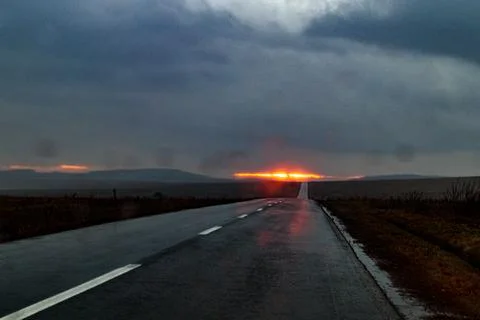 Sun on the horizon 库存照片