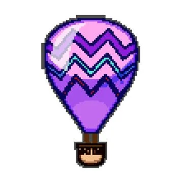 Sun hot air balloon pixel art vector illustration Stock Illustration