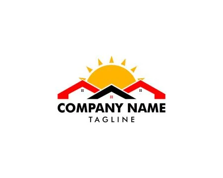 Sun House Logo Design Template 스톡 일러스트