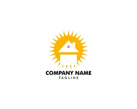 Sun House Logo Design Template Stock Illustration