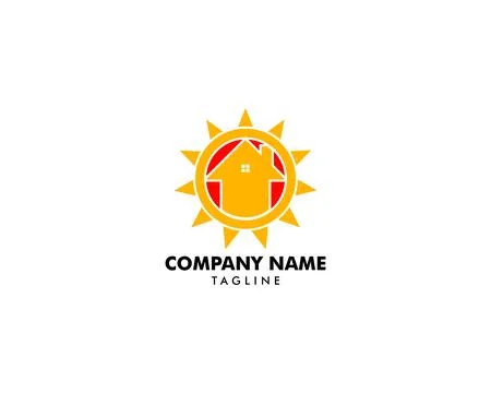 Sun House Logo Design Template Stock Illustration