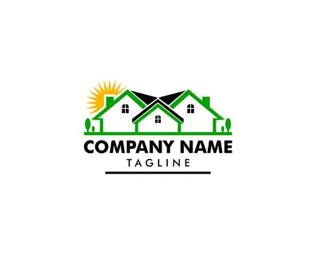 Sun House Logo Design Template Stock Illustration