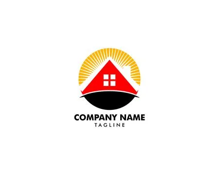 Sun House Logo Design Template Stock Illustration
