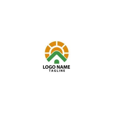 Sun house logo design vector Stock Illustration