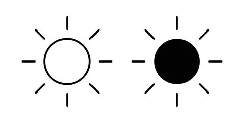 Sun icon in black and white. vector icon pack for websites Stock Illustration
