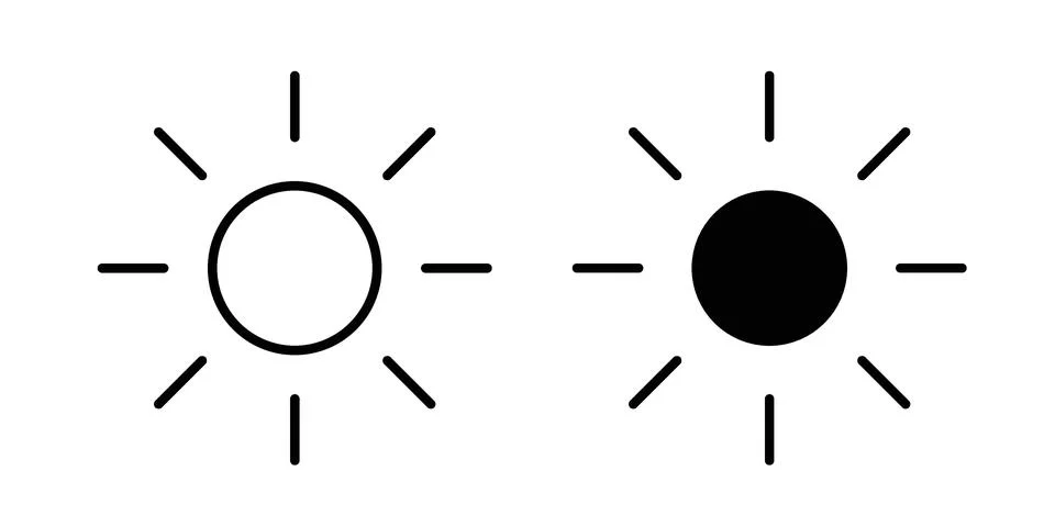 Sun icon black vector isolated on white Stock Illustration
