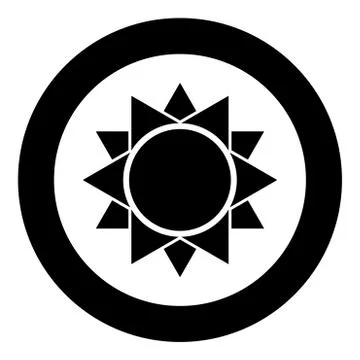 Sun icon in circle round black color vector illustration flat style image Stock Illustration