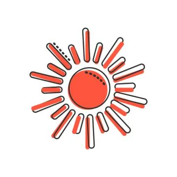 Sun icon in comic style. Sunlight cartoon sign vector illustration on white i Stock Illustration
