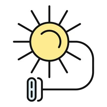 Sun icon connecting to an electric plug Stock Illustration