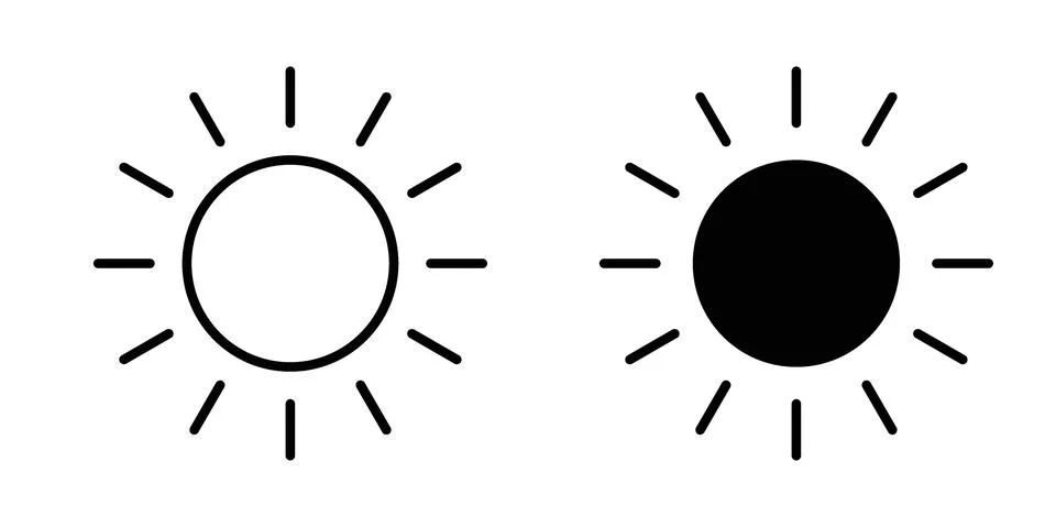 Sun icon for design projects and web UI Stock Illustration