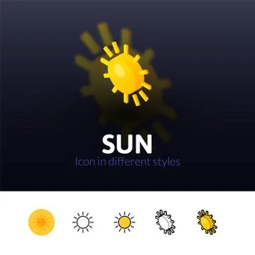 Sun icon in different style Stock Illustration