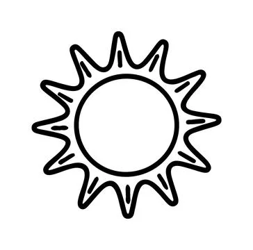 Sun icon doodle hand drawn. Outline line drawing clipart symbol. Vector ill.. Illustrazione stock