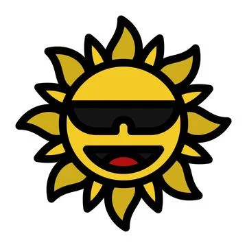 Sun Icon in Flat Outline Style. Isolated on White Background Stock Illustration