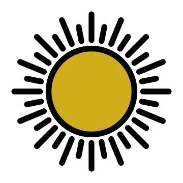 Sun Icon in Flat Outline Style. Isolated on White Background Stock Illustration