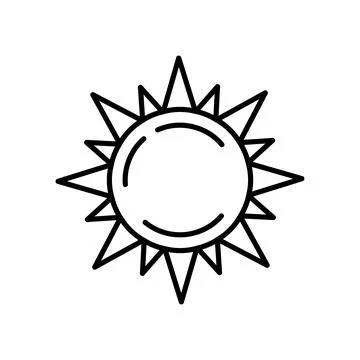 Sun icon. Flat pictogram for web. Line stroke. Simple rays symbol isolated on Stock Illustration