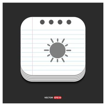 Sun icon Gray icon on Notepad Style template Vector EPS 10 Free Icon Illustrazione stock