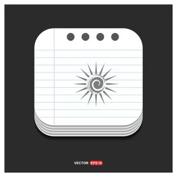 Sun Icon Gray icon on Notepad Style template Vector EPS 10 Free Icon Illustrazione stock