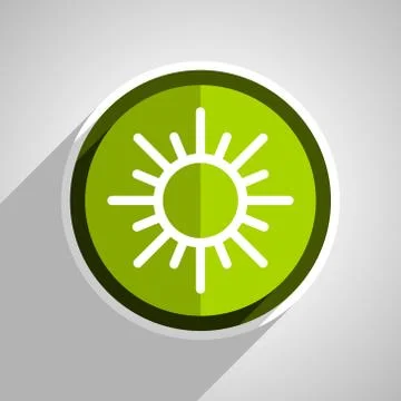 Sun icon, green circle flat design internet button, web and mobile app illust Stock Illustration