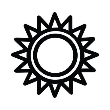 Sun icon Hand Drawn with Thick Black Lines Stock Illustration