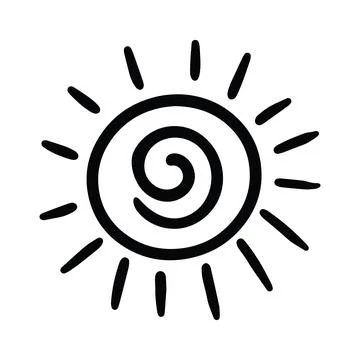Sun icon Hand Drawn with Thick Black Lines Stock Illustration