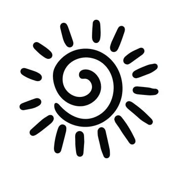 Sun icon Hand Drawn with Thick Black Lines Stock Illustration
