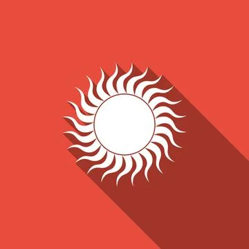 Sun icon isolated with long shadow. Flat design. Vector Illustration 스톡 일러스트