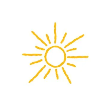 Sun icon isolated over white background. Doodle line art illustration Illustrazione stock