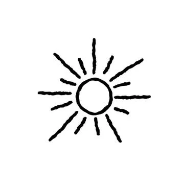 Sun icon isolated over white background. Doodle line art illustration イラスト素材