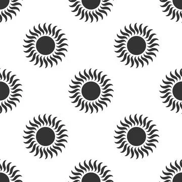 Sun icon isolated seamless pattern on white background. Flat design. Vector Illustrazione stock